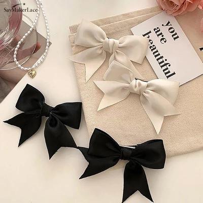 1 pieza de pinzas para el cabello con lazo de satén de moda para niñas, pasadores elegantes Kawii, lindos accesorios para el cabello, cintas, horquillas para el cabello para mujer, pinzas para el cabello