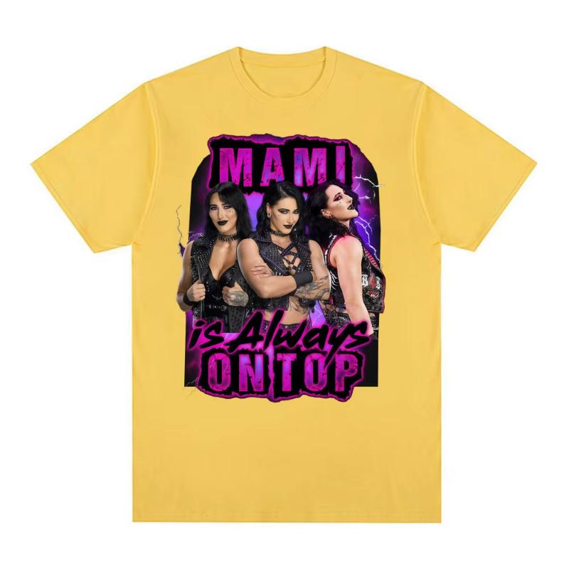 Rhea Ripley Mami Wrestling Wrestler Grafik T-Shirt Herren Damen Mode Retro Kurzarm T-Shirt Sommer Reine Baumwolle Lockeres T-Shirt