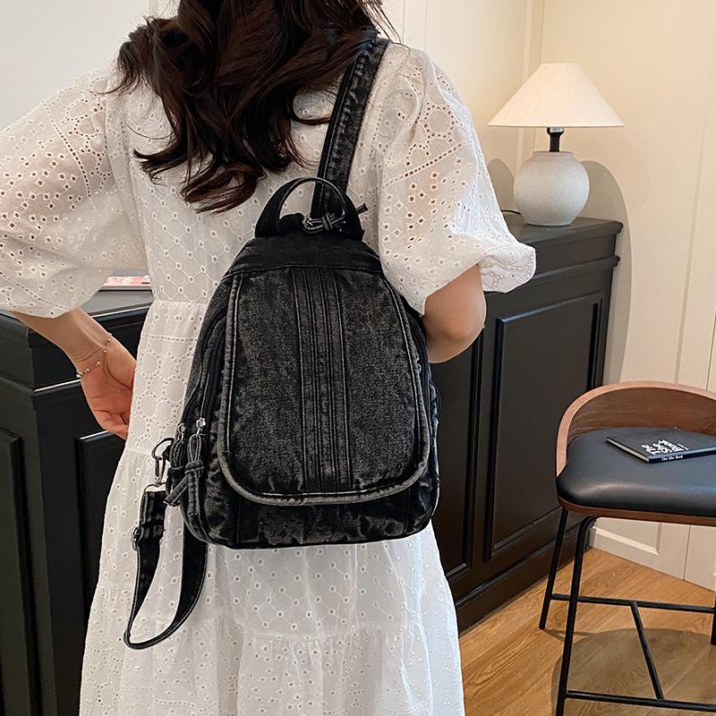 Rucsac din denim pentru femei, ghiozdan de student, geantă de piept multifuncțională