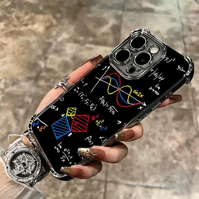 Physics Chemical Mathematics Soft Phone Case For iPhone 15 16 17 Air 14 Pro Max 16E Plus 13 12 Mini Plating Anti-Fall Fundas