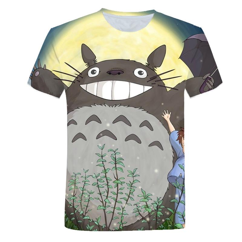Naujo dizaino „Totoro Print“ marškinėliai vyrams Vasaros laisvalaikio įdomūs anime marškinėliai trumpomis rankovėmis apvalia kaklo drabužiai paaugliams
