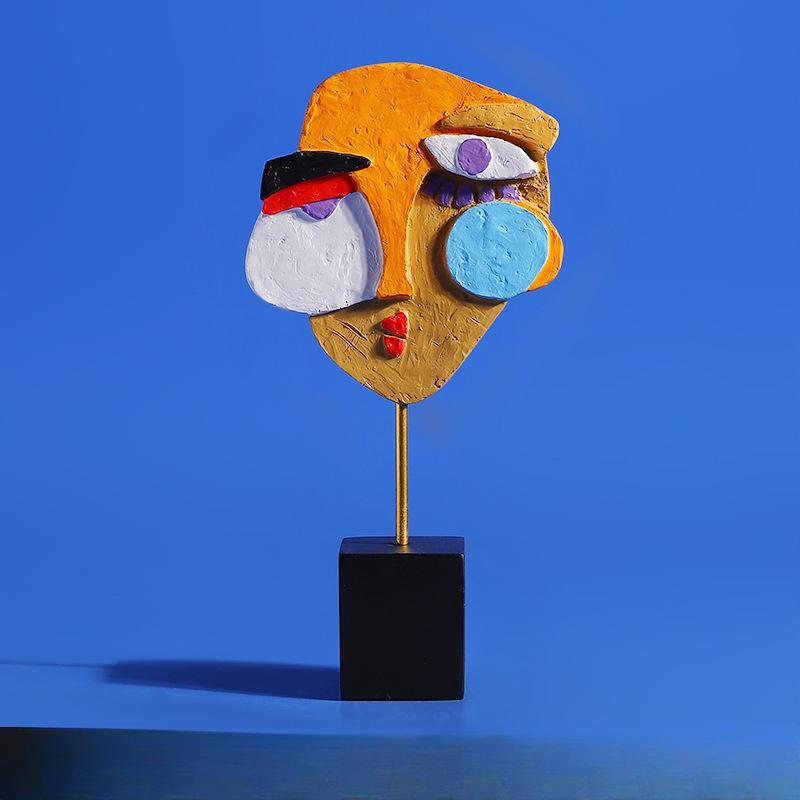 Abstract Human Face Color Best Twisted Statue Cafe Shop Home Use Decoration Modern Art Resin Craft Durable Durable Useful