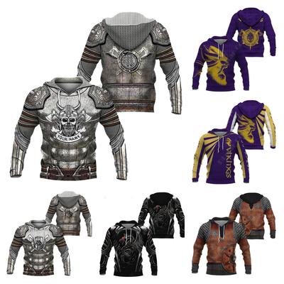Fashion 3D Digital Tattoo Print Hooded Sweatshirt Men Loose Casual Pullover Top