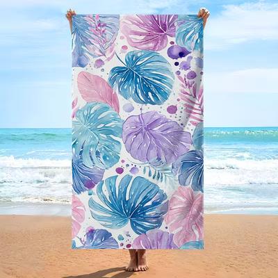 Pastel Watercolor Monstera Beach Towel Tropical Leaves Quick Dry Absorbent Towel Swimming Pool Yoga Travel Summer Towel