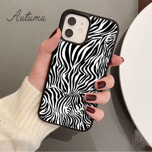 Schwarz-Weiß-Zebra-Kunst-Telefonhülle für iPhone 11 12 13 14 Pro Max Mini XR XS SE 2020 6S 7 8 Plus Samsung Galaxy S21 S22 Cover