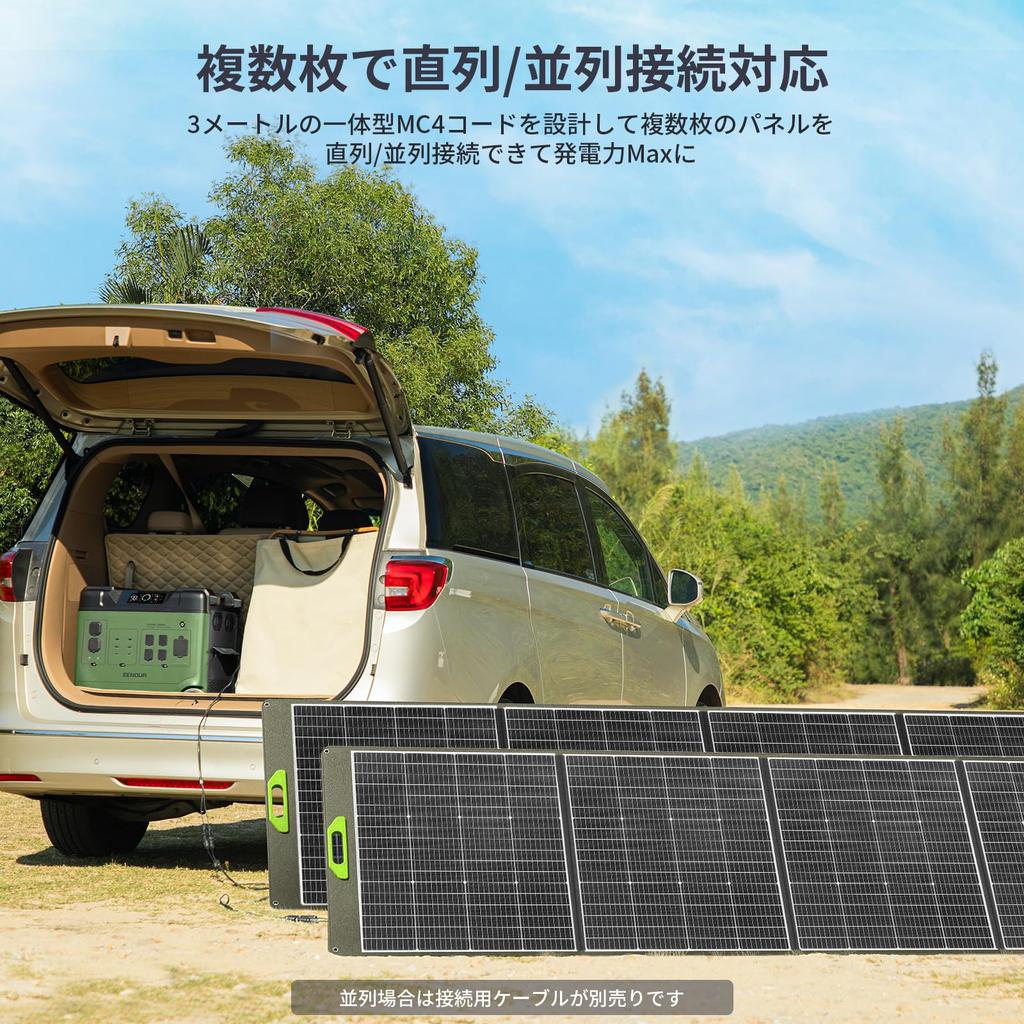 EENOUR Solar Panel 400W Folding Operating Voltage High Power ETFE Material Monocrystalline Silicon MC4 Connector High Conversion Efficiency Solar