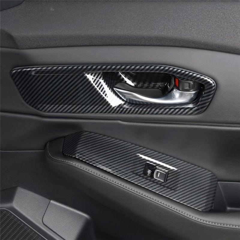 A03E-For Honda Accord  2024 11Th Car Inner Side Door Handle Bowl Cover Trim Interior Accessories (ABS Carbon Fiber)
