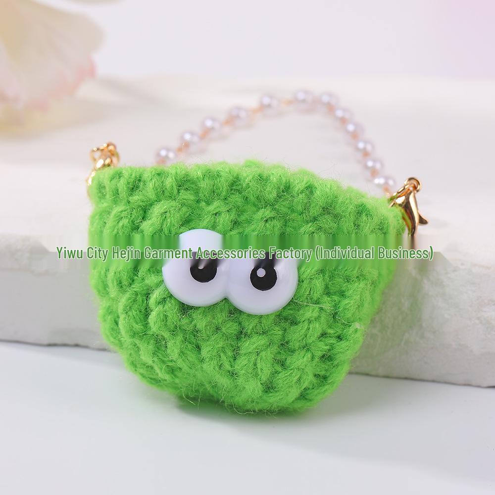 Mini Candy Color Yarn Bag Pendant with Cartoon Doll