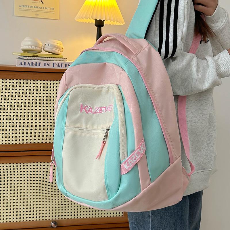 New casual simple contrasting color college student schoolbag large capacity travel backpack