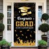 180x90cm Graduates Theme Background Black Gold Happy Graduation Banner  School Party Decor