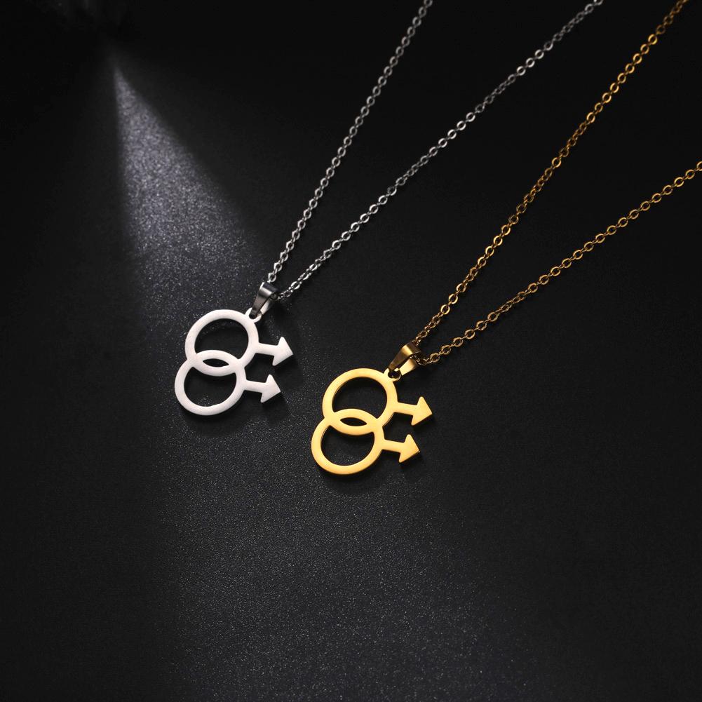 Collana Pendente LGBT Stesso Sesso Acciaio Inossidabile Uomo Donna Amore Libero Avanguardia Collana Coppia Gioiello per Festival Regalo