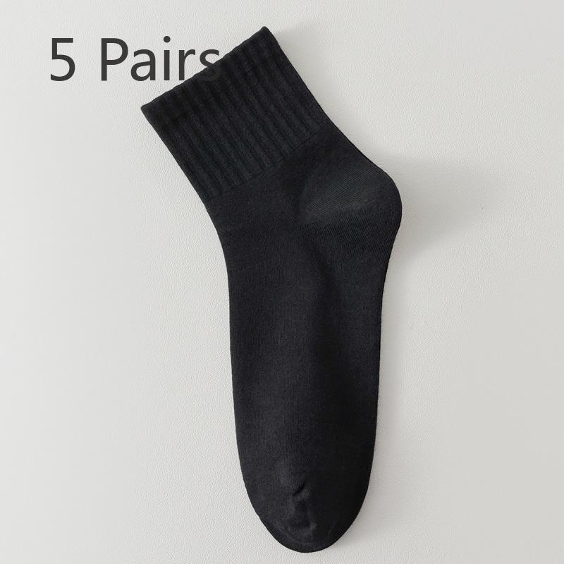 5 Pairs of Men's Autumn Cotton Sweat Absorbing Breathable Deodorizing Tube Socks