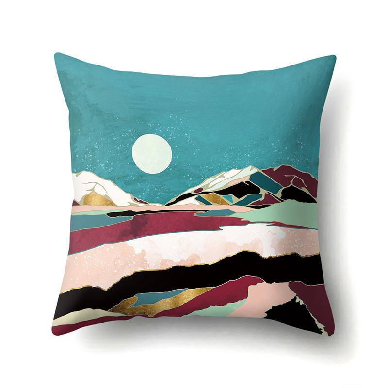 Polyester Pillow Cover Mountain Print Pillow Cover Waist Cushion Cover Car Cushion Head Cushion Cover Premium Durable