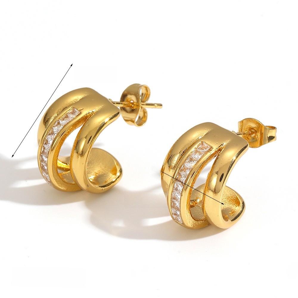 Geometric Stainless Steel Earrings For Women With Pvd Coating Fashion Jewelry Gift For Office