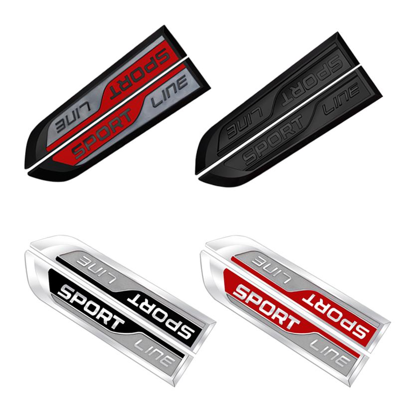 AAAIY1 2PCS Car Badge Side Fender Body Decor Metal SPORT LINE Emblem Sticker for Karoq Kodiaq Rapid Yeti Octavia Superb Fabia Skoda