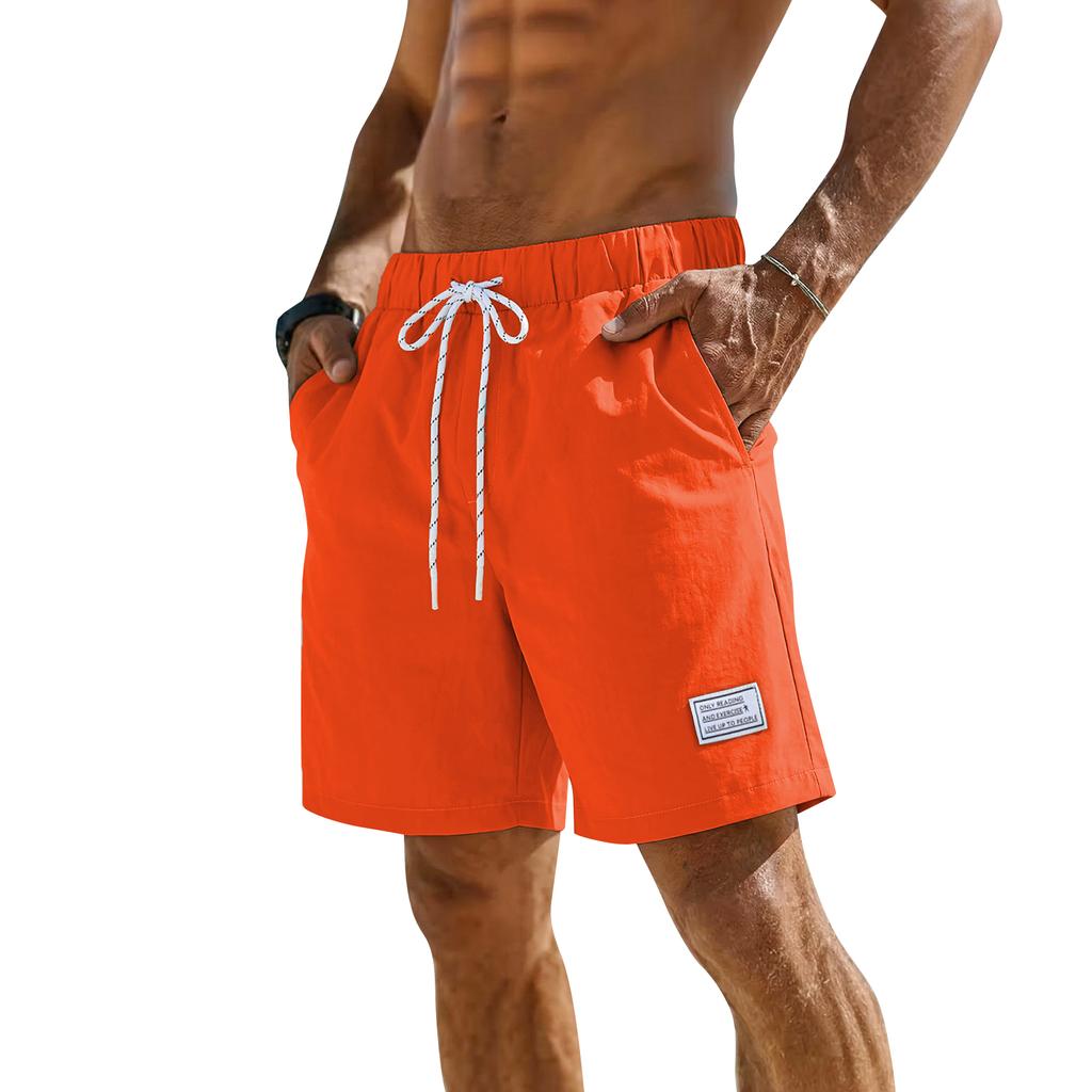 Men's Summer Drawstring Shorts Men's Casual Beach Straight Leg Shorts