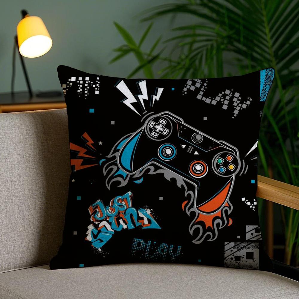 Colorful Graffiti Game Gamepad Cushion Cover Soft Short Plush Double-Sided Printing Home Decor Machine Washable Pillow Case Gift