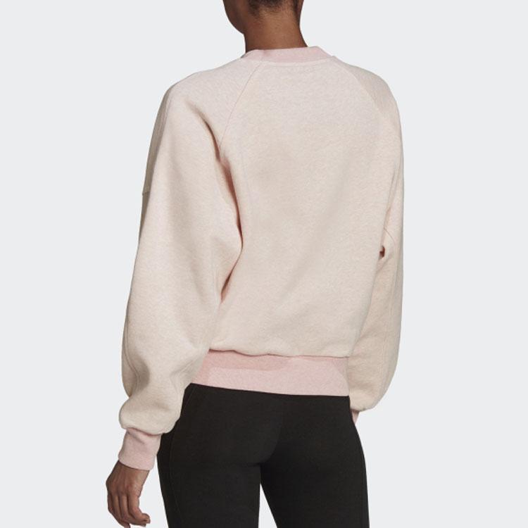 Adidas Plain Loose Round Neck Pullover Sweatshirt Women Tops Light-Pink HE4147