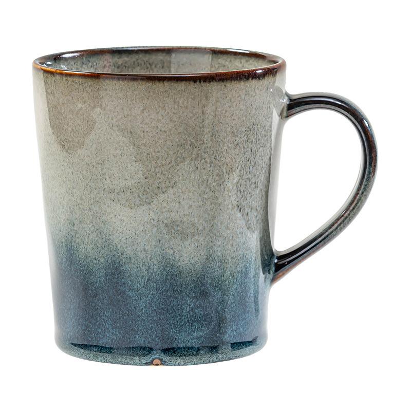 Retro Kiln Blue Mug High Value Ceramic Cup Large Capacity Coffee Cup Breakfast Cup Household Water Cup