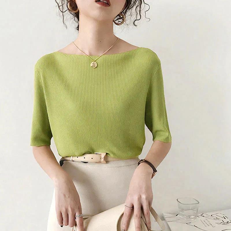 Damen Einfarbig Lässig Bequem Eisseide Neu Locker Fallend Kurzarm Einfarbig Mode Lässig