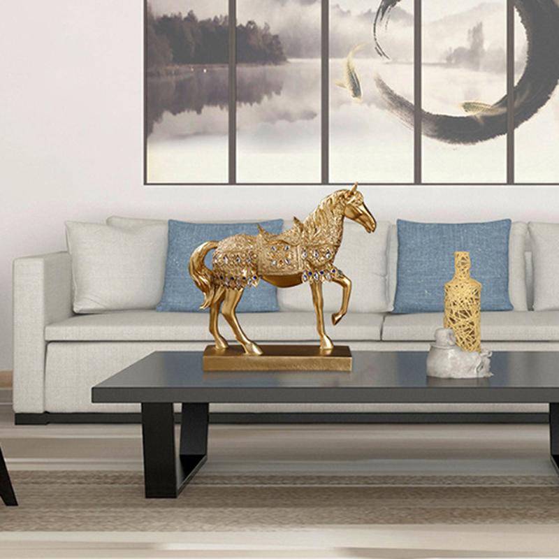 Gull Sølv Svart Hest Resin Skulptur Hestemodell Hjemmedekor Dyredekor Stue Kontor Håndverksdekor Forretningsdekor