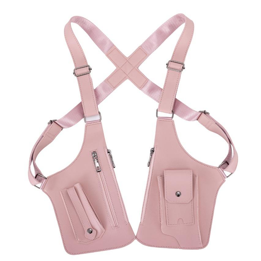 Double Shoulder Strap Multi-Pocket Men Outdoor Anti-theft Chest Bag Leather Multifunction Crossbody Tactical Storage Hunting Bag