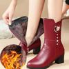 Damen Stiefeletten Winter Dick Plüsch Bequem Hohe Absätze Outdoor Anti-Rutsch Warm Mittelhohe Stiefel