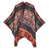 Ladies Split Jacquard Scarf Shawl Vintage Versatile Geometric Pattern Cardigan