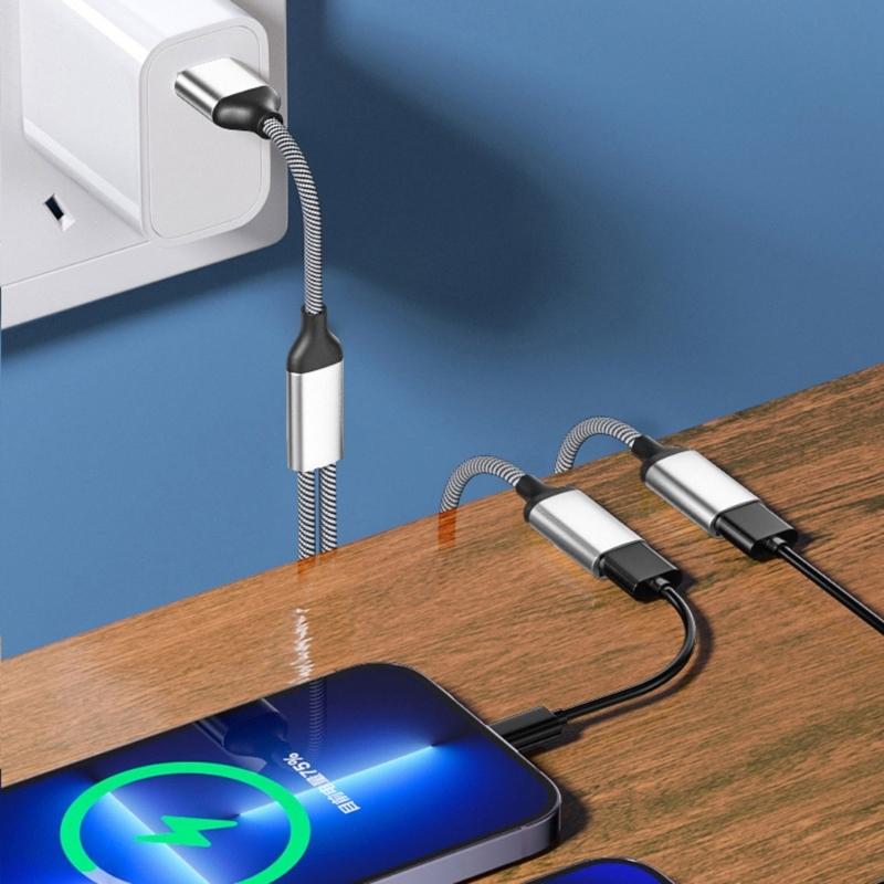 MultiDevice Connection USB C Male To 2 Female Y Splitter, 480Mbps Data Syncs And Charge Cord For Laptops,