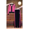 Sporty Casual Set - Women's Autumn Fashionable Multi-color Velvet Cardigan Top and Wide-leg Pants Set