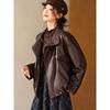 Women's Retro Faux Leather Duck Down Jacket