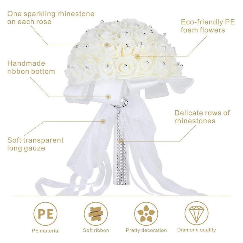 Braut Hochzeit mit Blumen aus Schaum Simulation Blume weiße Rose Bouquet koreanische Hochzeit Fotografie Requisiten Liebhaber Geschenke