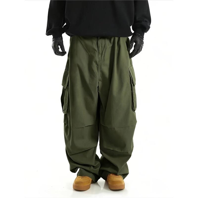 Men's Summer American Retro Overalls, All-match Solid Color, Outdoor Slim Straight Casual Trousers