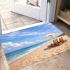 1pc, 2D Flat Printing, Fresh Seaside Beach Scenery Entrance Doormat, Bedroom Living Room Entryway Mat, Non-Slip Machine Washable Easy-to-Clean Polyest