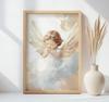 Angel In the Clouds Poster Angel In the Clouds Poster, 30X40 Cm, Dark Brown Wooden Frame, 230 Gsm Matte Paper