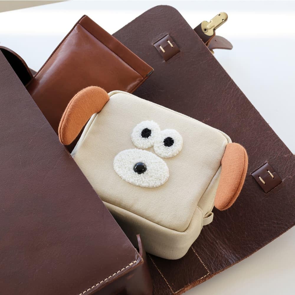 Square Pouch Branch Brother Boucle Puppy Ivory BRB-PO06-B
