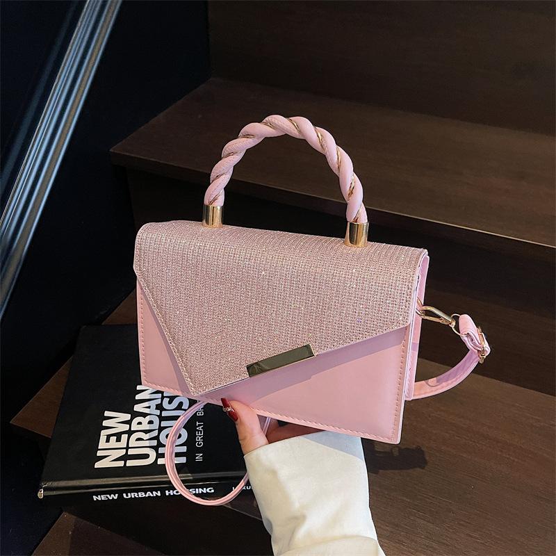 New bag women's high-end shoulder messenger bag women's bag versatile handbag small fresh gold silk embroidery thread small square bag