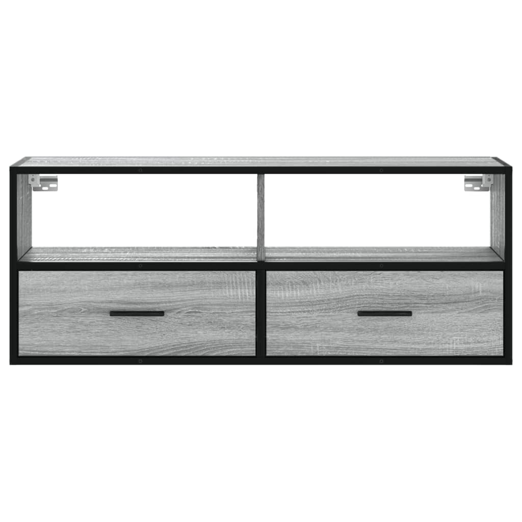 TV Stand Grey Sonoma 100 x 31 x 39.5 cm Particleboard and Metal