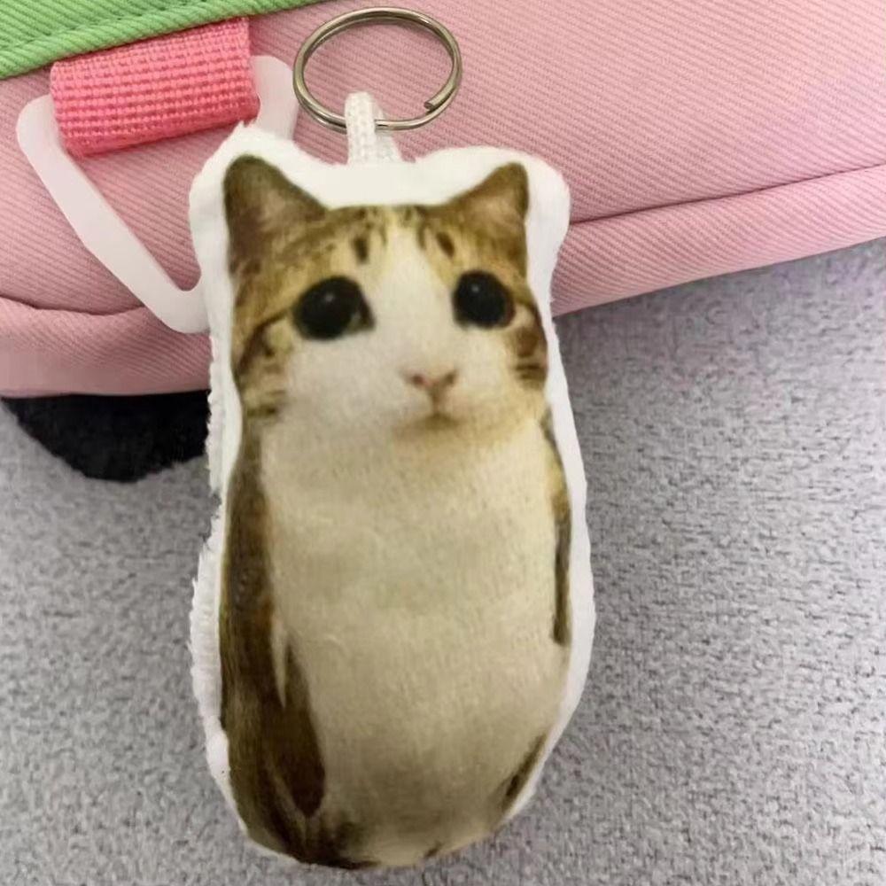 Mačkací Klíčenka Meowl Plyšové Zvířátko Kočka Plyšový Přívěsek Vtipná Kočičí Hlasová Klíčenka Dárek pro Kamaráda