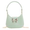 Versatile Mini Handheld Jelly Bag Bow Decoration Candy Color Crossbody Bag New Fashion Handbag with Chain Women Girls Moon Bag