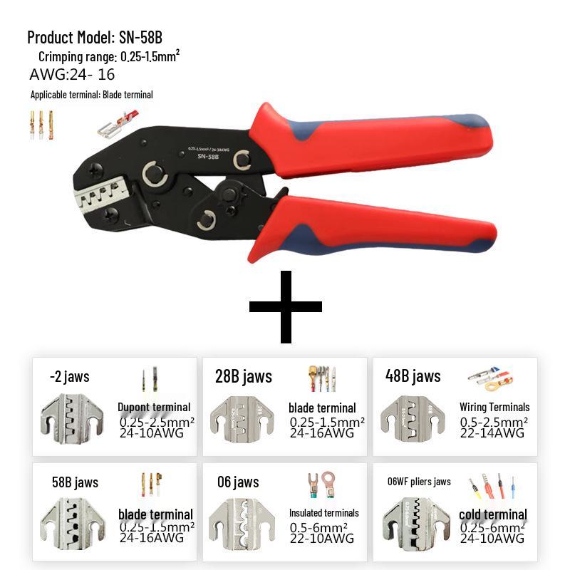 SN-58B Kit d'outil à sertir à cliquet avec plusieurs options de mâchoires