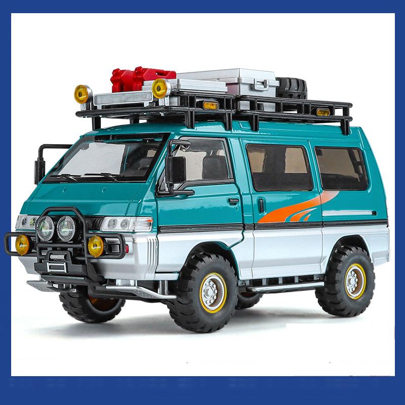 

1:24 Модель автомобиля из сплава Mitsubishi Delica MPV Литые металлические игрушки Коммерческие автомобили Модель автомобиля Симуляция Звук и свет Детский подарок синий