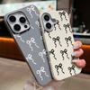 Bowknot Pattern TPU Leather Texture Case For iPhone 16 15 Pro Max 14 Pro 13 12 11 Slim Matte Shockproof Soft Phone Cover