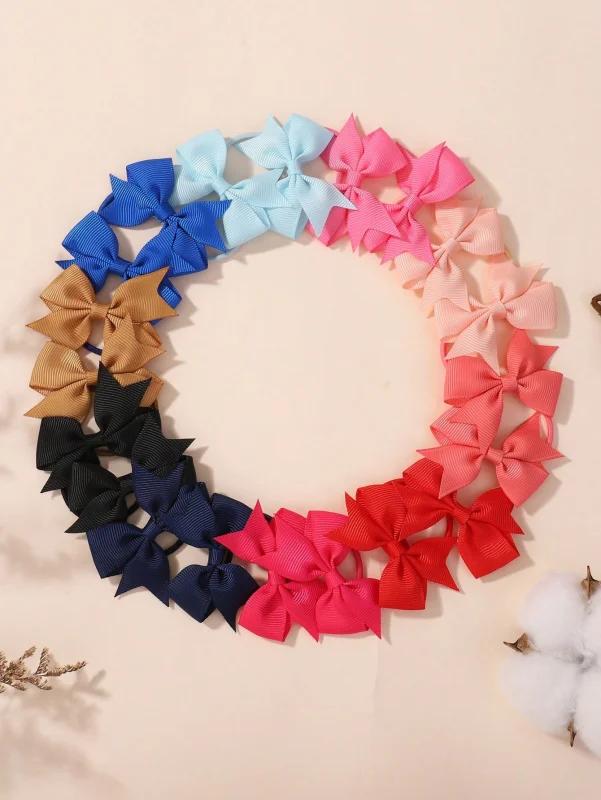 20Pcs/lot 2.1inch Lovely Bowknot Hairband Ribbon Head Rope for Girls Boutique Headwear Kids Hair Accessories Gifts