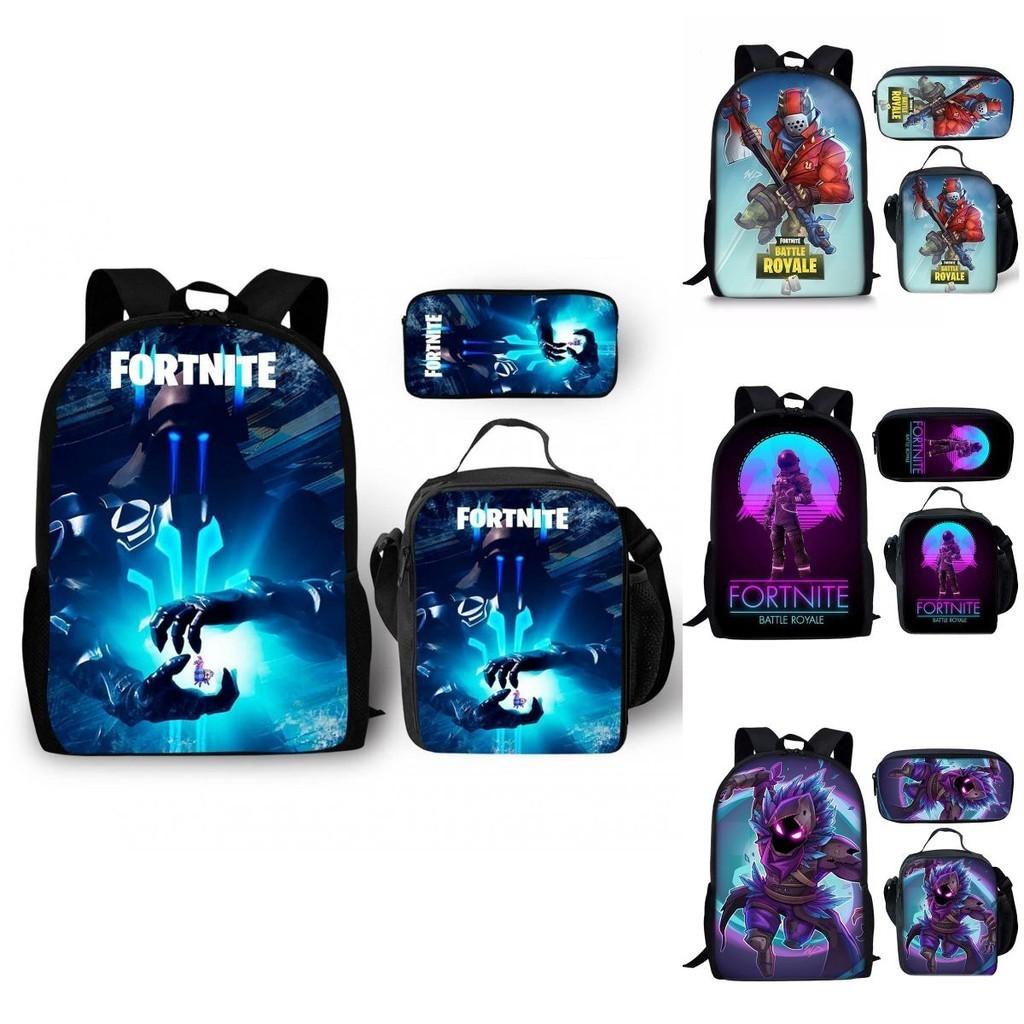 Large Capacity Fortnite Fortress Night Backpack Set Oxford Cloth 20-35l Breathable Waterproof Cartoon Pattern Street Style