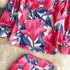 Two Work Office Spring Print Piece Set For Womens Long Sleeve Shirt Top And Slim Bodycon Pencil Midi Skirt Business Outfits