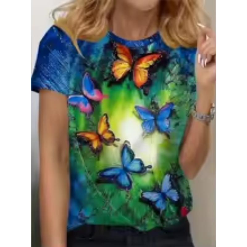 3D-gedrucktes Damen-Kurzarm-T-Shirt, Übergrößen Damenbekleidung, modisch und vielseitig, lässig, Alltagskleidung