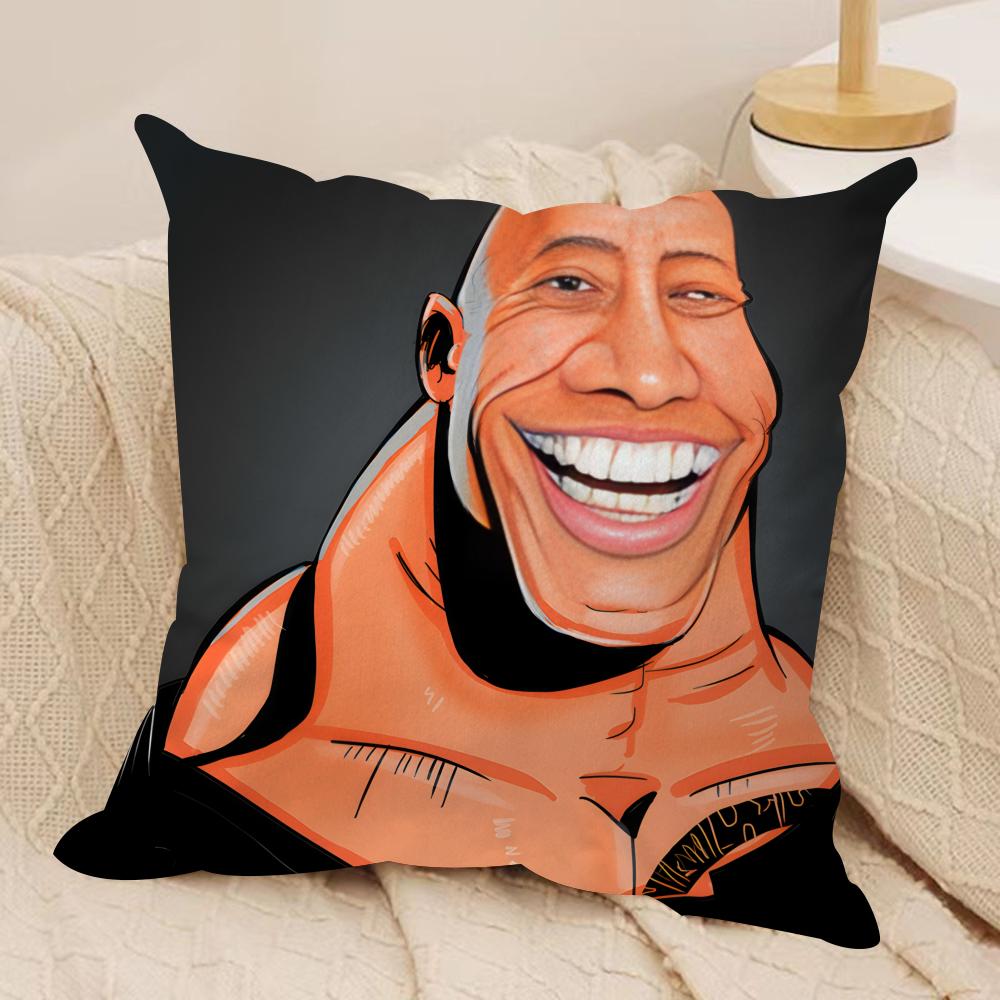 The RRock Face FUNNY Cushion Cover Silky Short Plush Invisible Zipper Dustproof Sofa Pillow Case For Home Decor