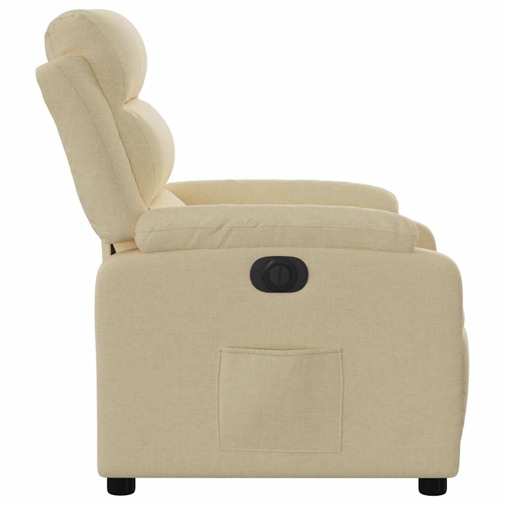 Electric Recliner Chair Cream Fabric