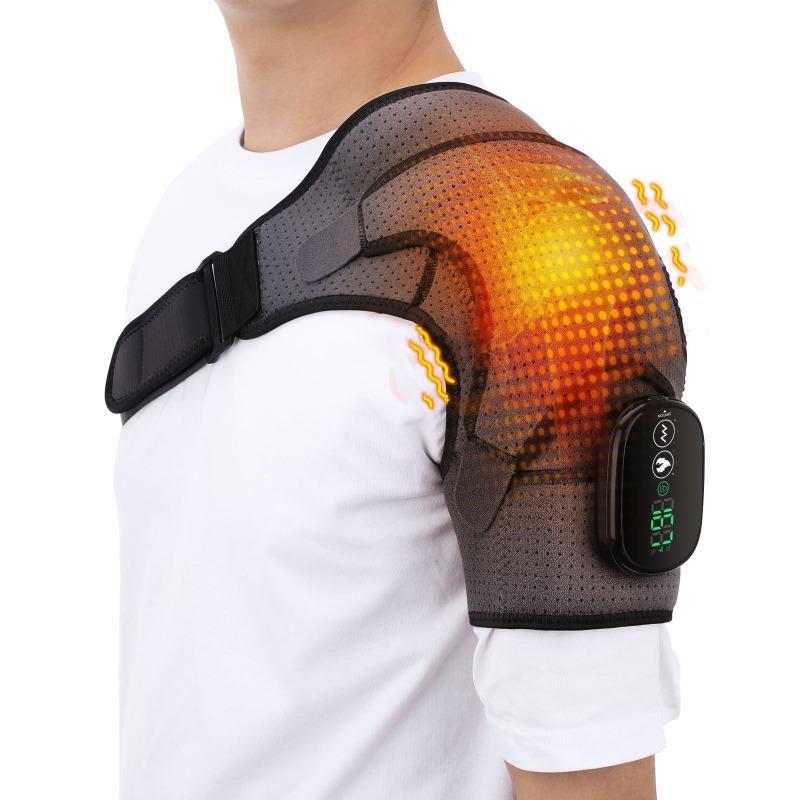 1PC Hole Shoulder Pads Electric Heating Shoulder Pads Electric Heat Compress Neck and Shoulder Joint Strain Heating Vibration Massager